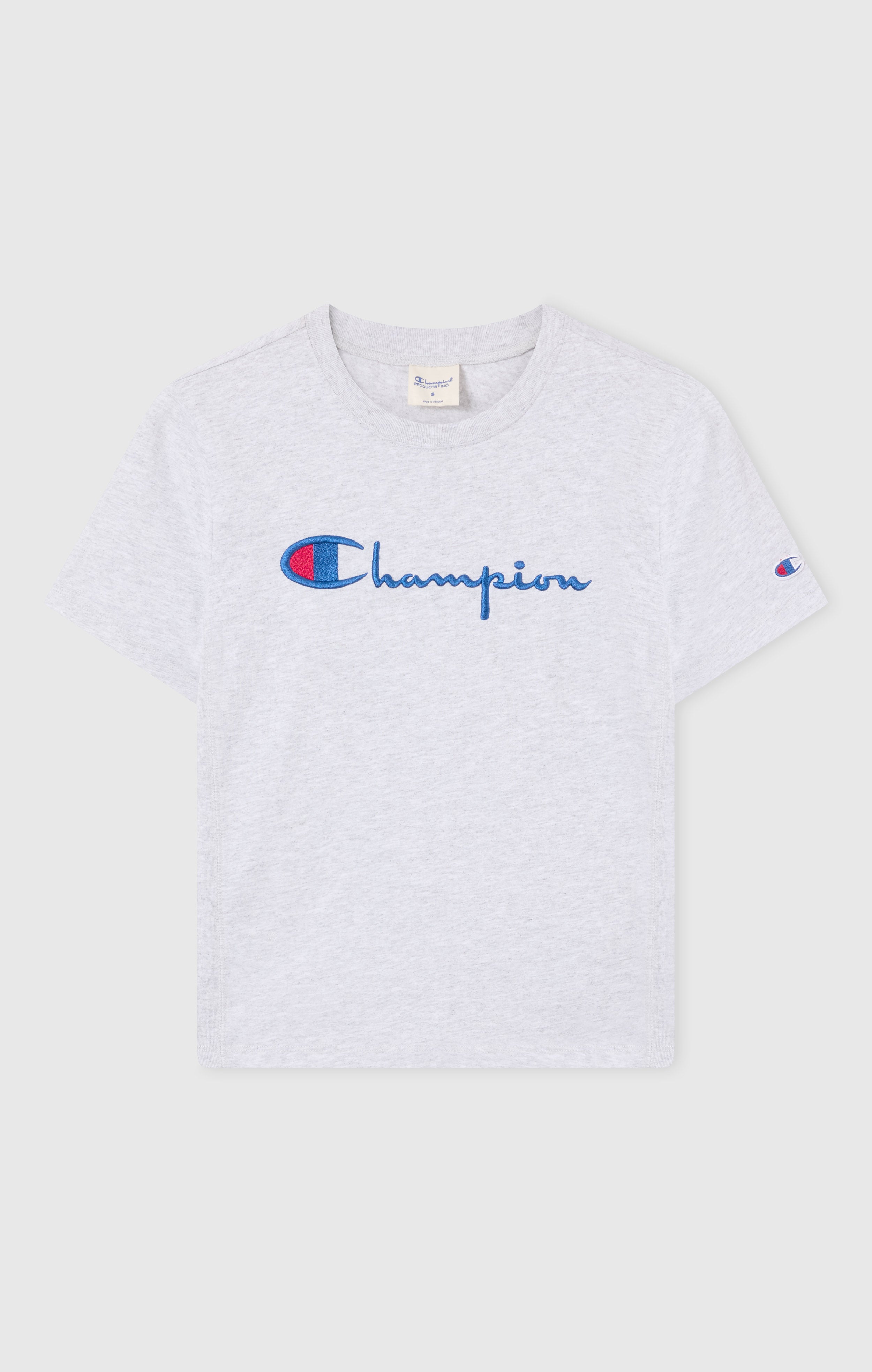 Women’s Reverse Weave Crewneck T-Shirt with Embroidered Logo