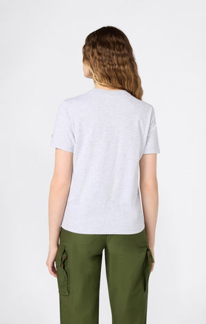 Women’s Reverse Weave Crewneck T-Shirt with Embroidered Logo