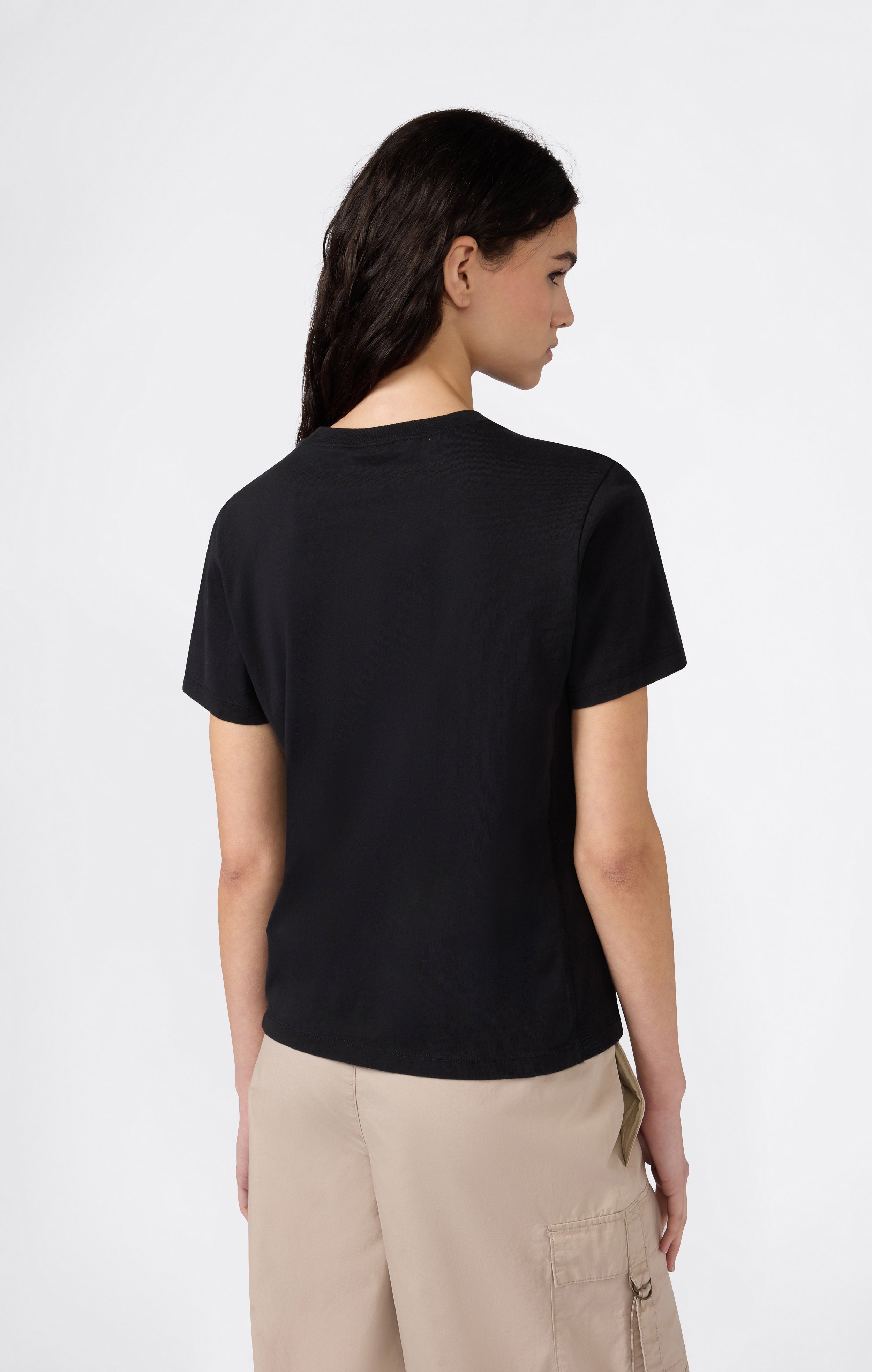 T-shirt à Col Rond Reverse Weave avec Logo Brodé pour Femme