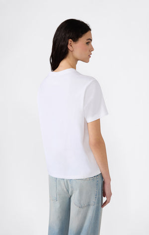 Women’s Reverse Weave Crewneck T-Shirt with Embroidered Logo