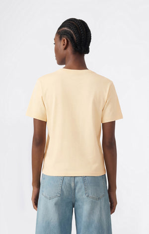 T-Shirt Girocollo con Logo Ricamato Reverse Weave da Donna