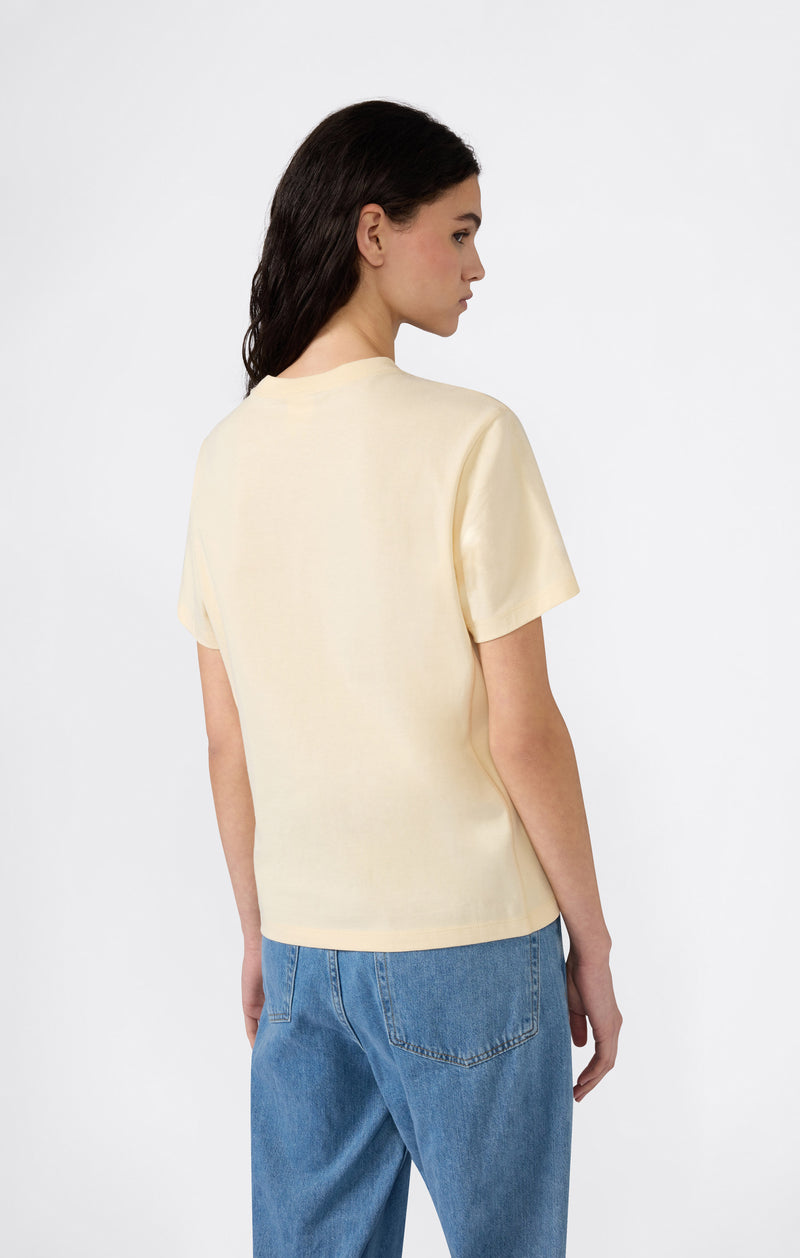 Women’s Reverse Weave Crewneck T-Shirt with Embroidered Logo