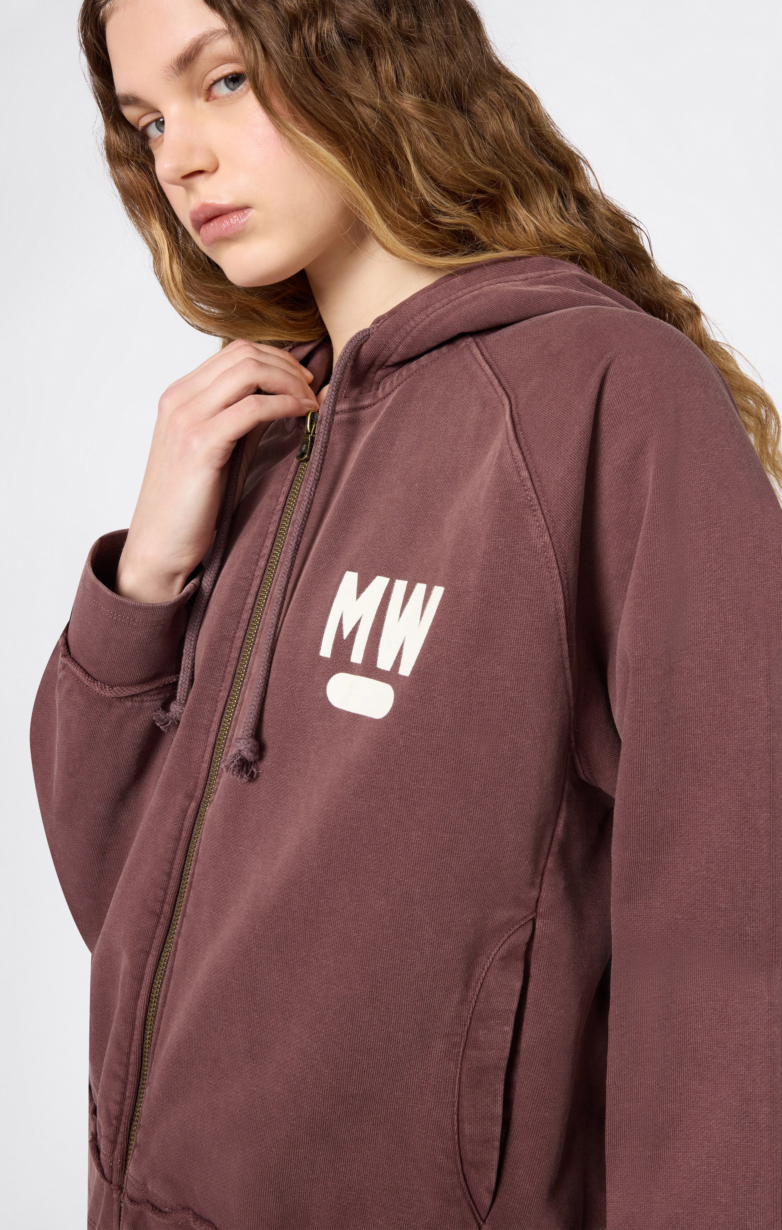 Damen East West Kapuzensweatshirt mit durchgehendem Reißverschluss