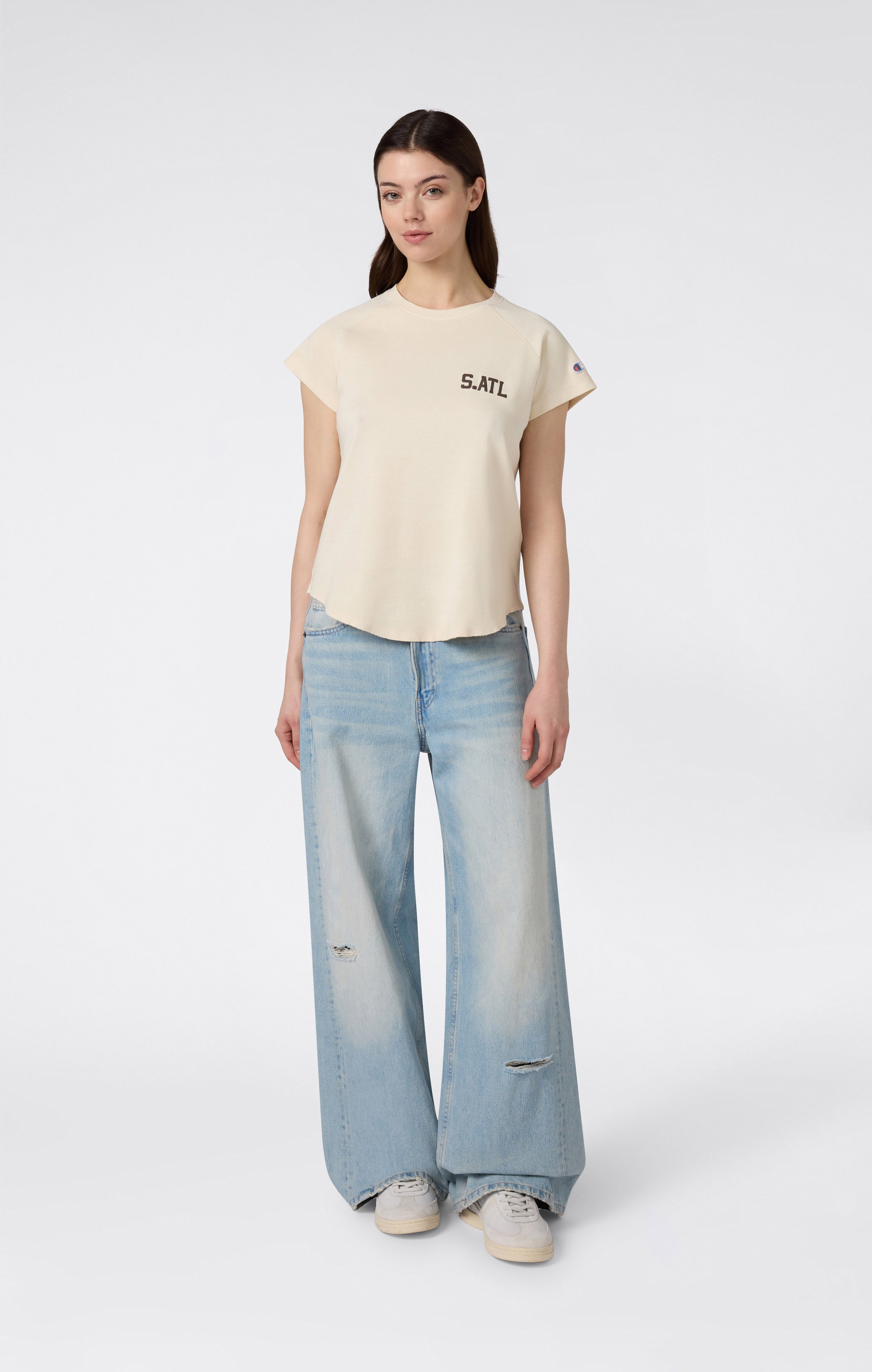 Damen East West T-Shirt mit Rundhalsausschnitt