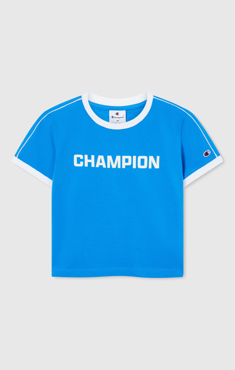 T-shirt Col Rond avec Logo Contrasté pour Femme