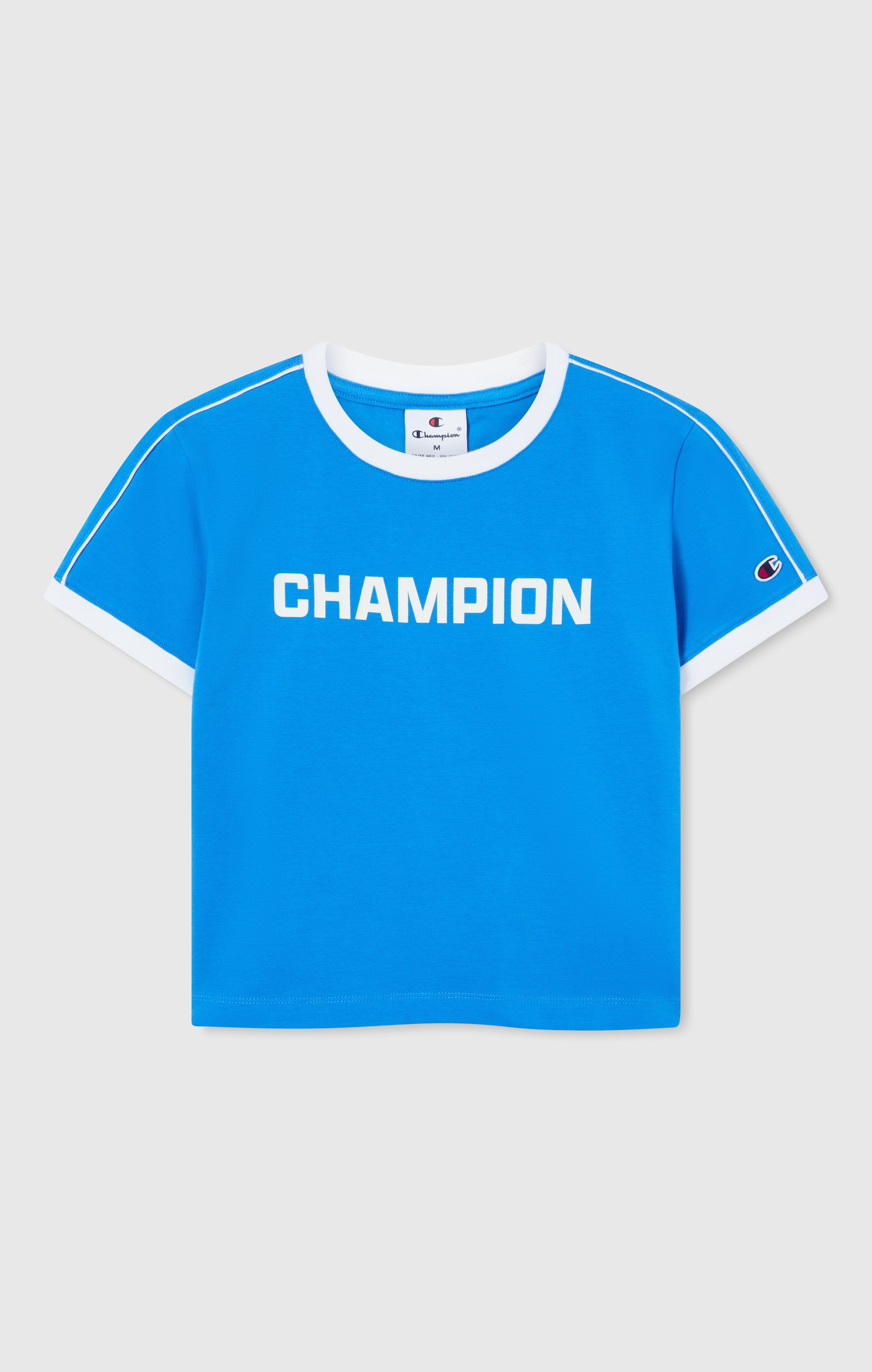T-shirt Col Rond avec Logo Contrasté pour Femme