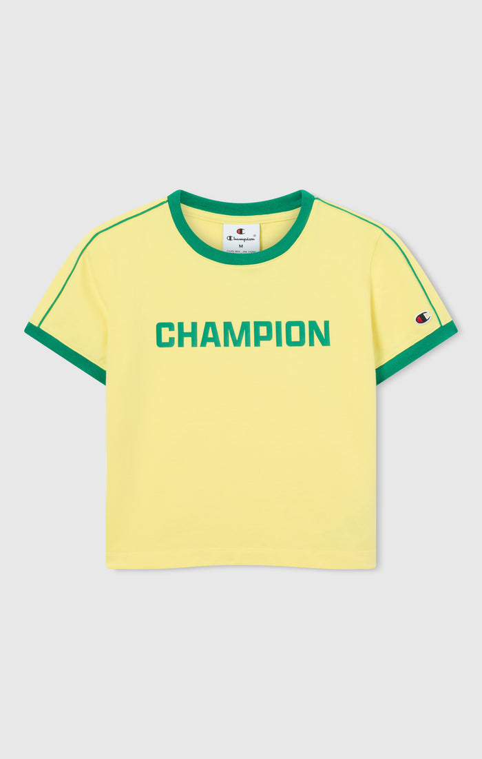 T-Shirt Girocollo con Logo a Contrasto da Donna