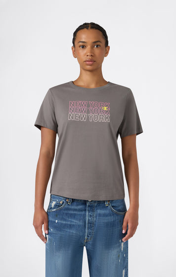 Damen Grafisches Rundhals-T-Shirt