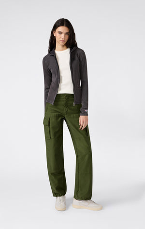 Sweat à capuche femme en jersey stretch avec fermeture zippée intégrale