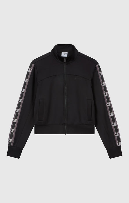 Felpa con Zip Intera Tape Logo in Interlock da Donna