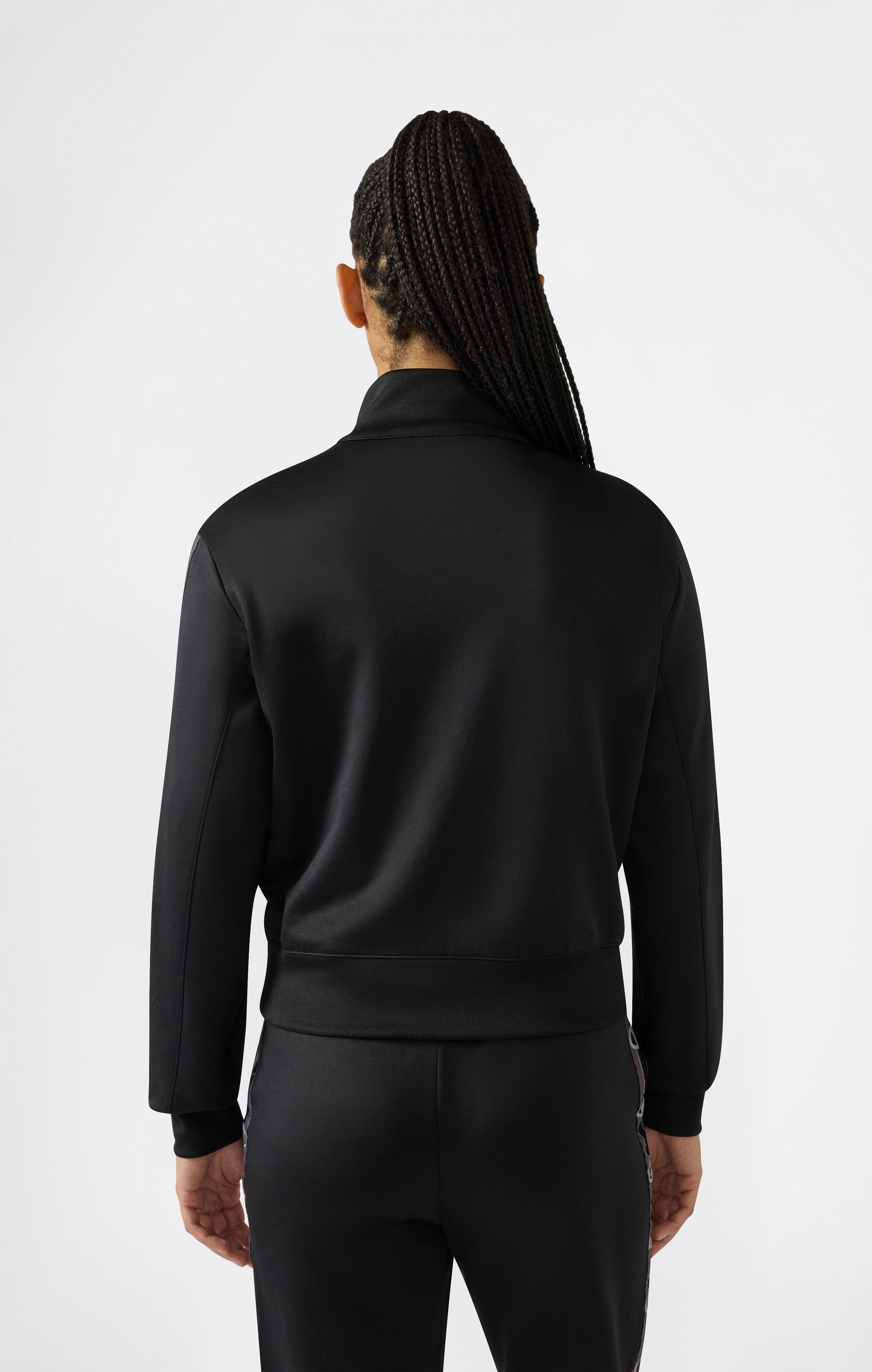 Damen Interlock Sweatshirt mit durchgehendem Reißverschluss und Tape Logo