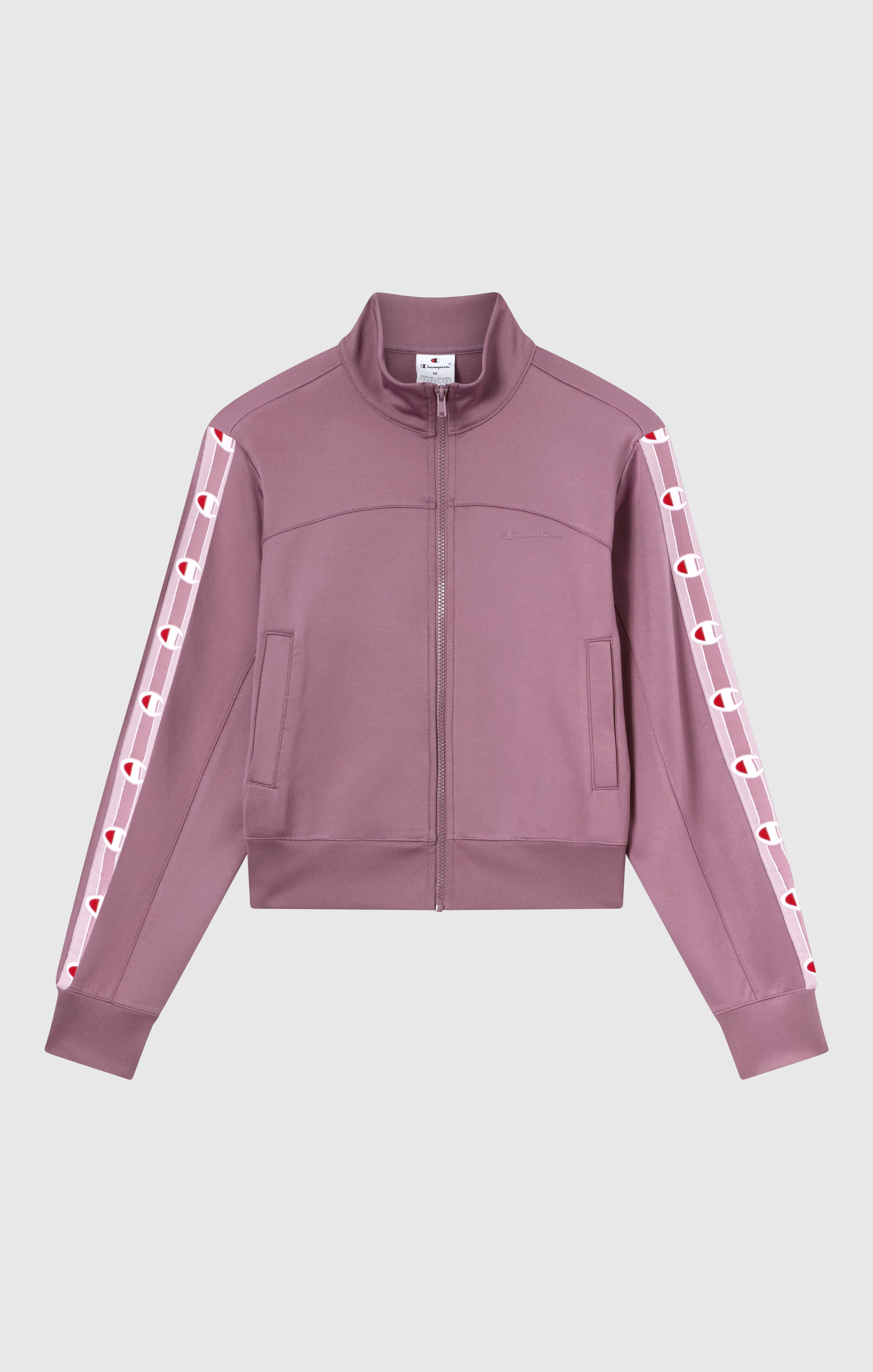 Damen Interlock Sweatshirt mit durchgehendem Reißverschluss und Tape Logo