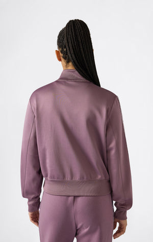 Damen Interlock Sweatshirt mit durchgehendem Reißverschluss und Tape Logo