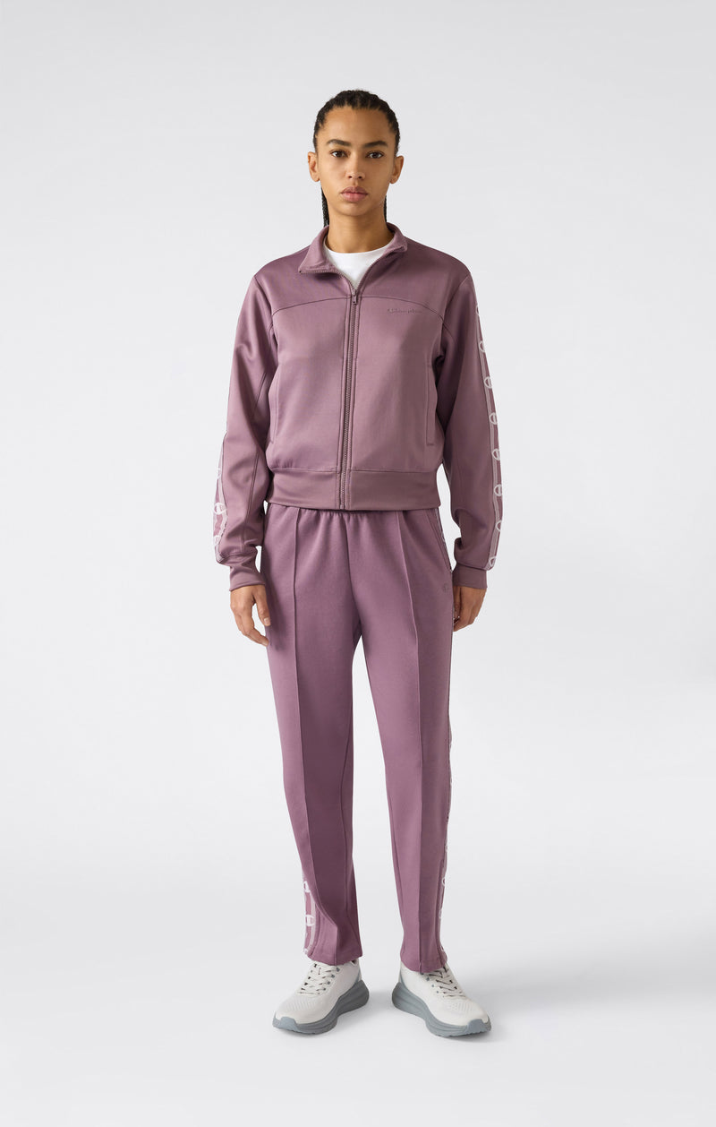 Damen Interlock Sweatshirt mit durchgehendem Reißverschluss und Tape Logo