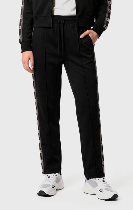 Pantalon en Interlock à Jambe Droite avec Tape Logo pour Femme