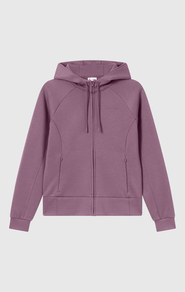 Felpa con Cappuccio e Zip Intera in Interlock da Donna
