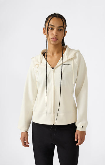 Felpa con Cappuccio e Zip Intera in Interlock da Donna