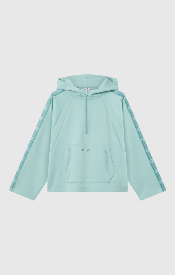 Women’s Interlock Hoodie with Half Zip and Tape Logo