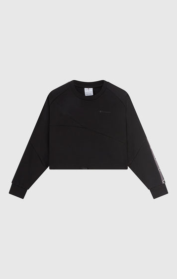 Damen Cropped Interlock Rundhals-Sweatshirt mit Tape Logo