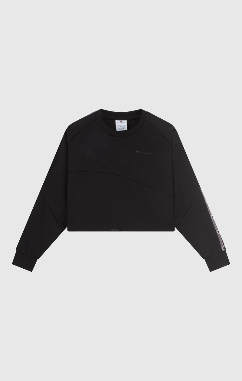 Damen Cropped Interlock Rundhals-Sweatshirt mit Tape Logo