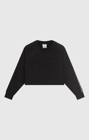 Damen Cropped Interlock Rundhals-Sweatshirt mit Tape Logo