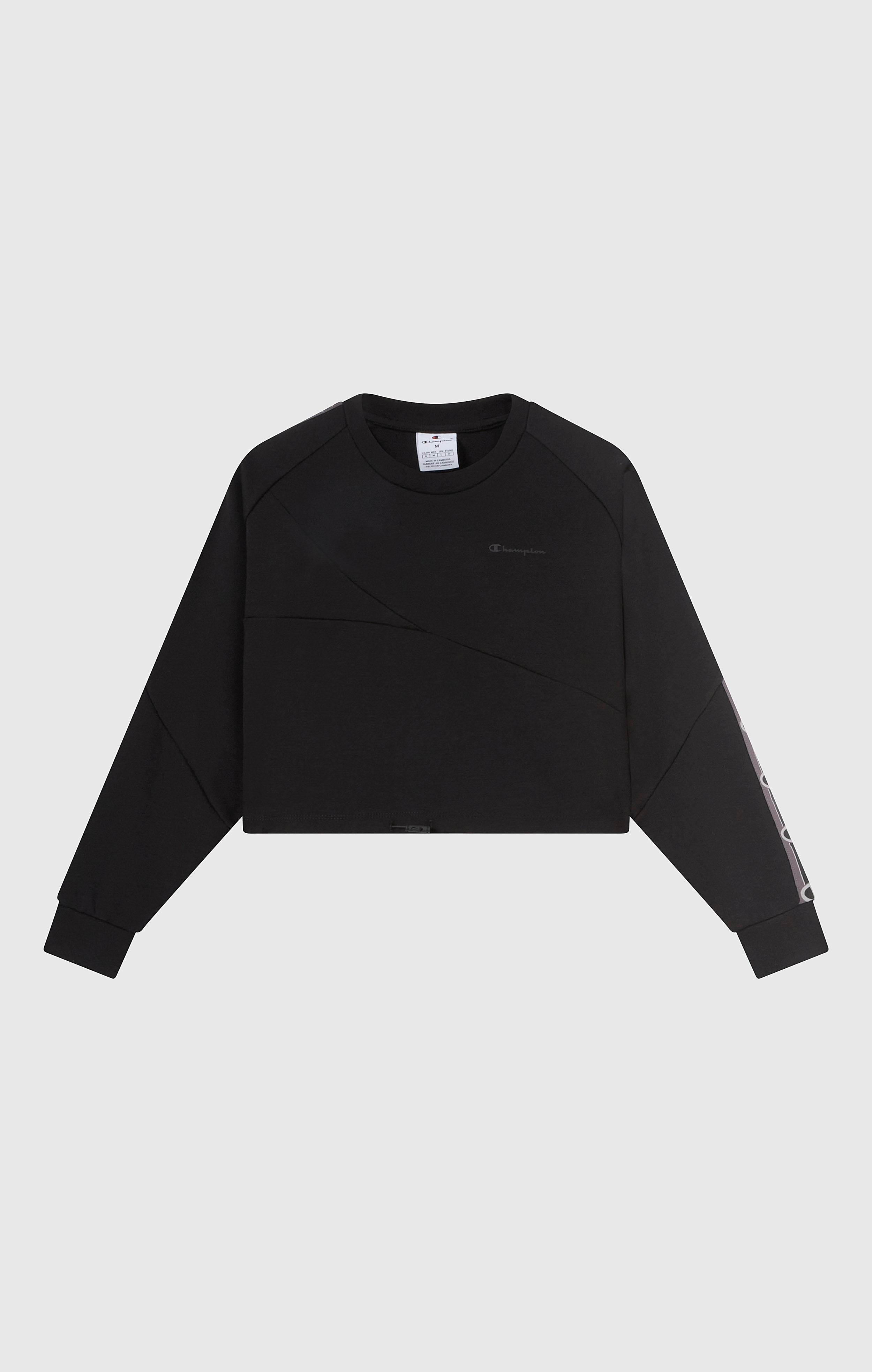 Sweat-shirt Court Col Rond en Interlock avec Tape Logo pour Femme