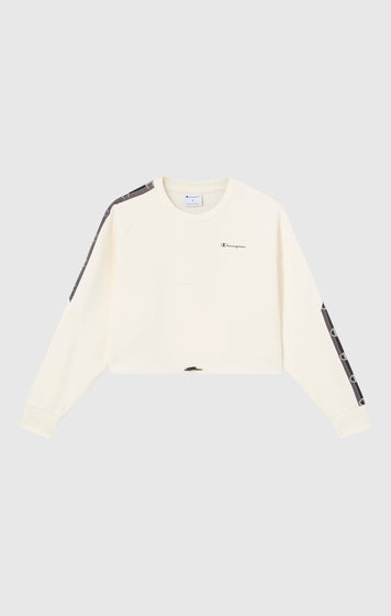 Damen Cropped Interlock Rundhals-Sweatshirt mit Tape Logo