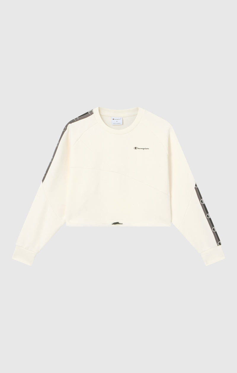 Damen Cropped Interlock Rundhals-Sweatshirt mit Tape Logo