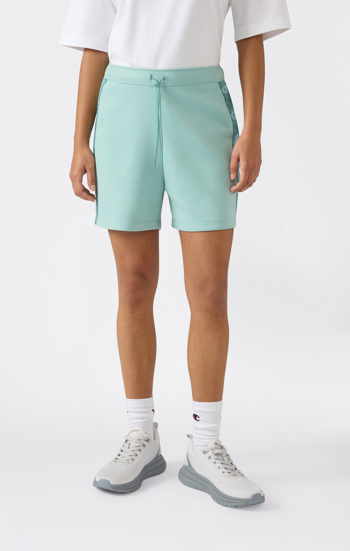 Pantaloncini in Interlock con Tape Logo da Donna