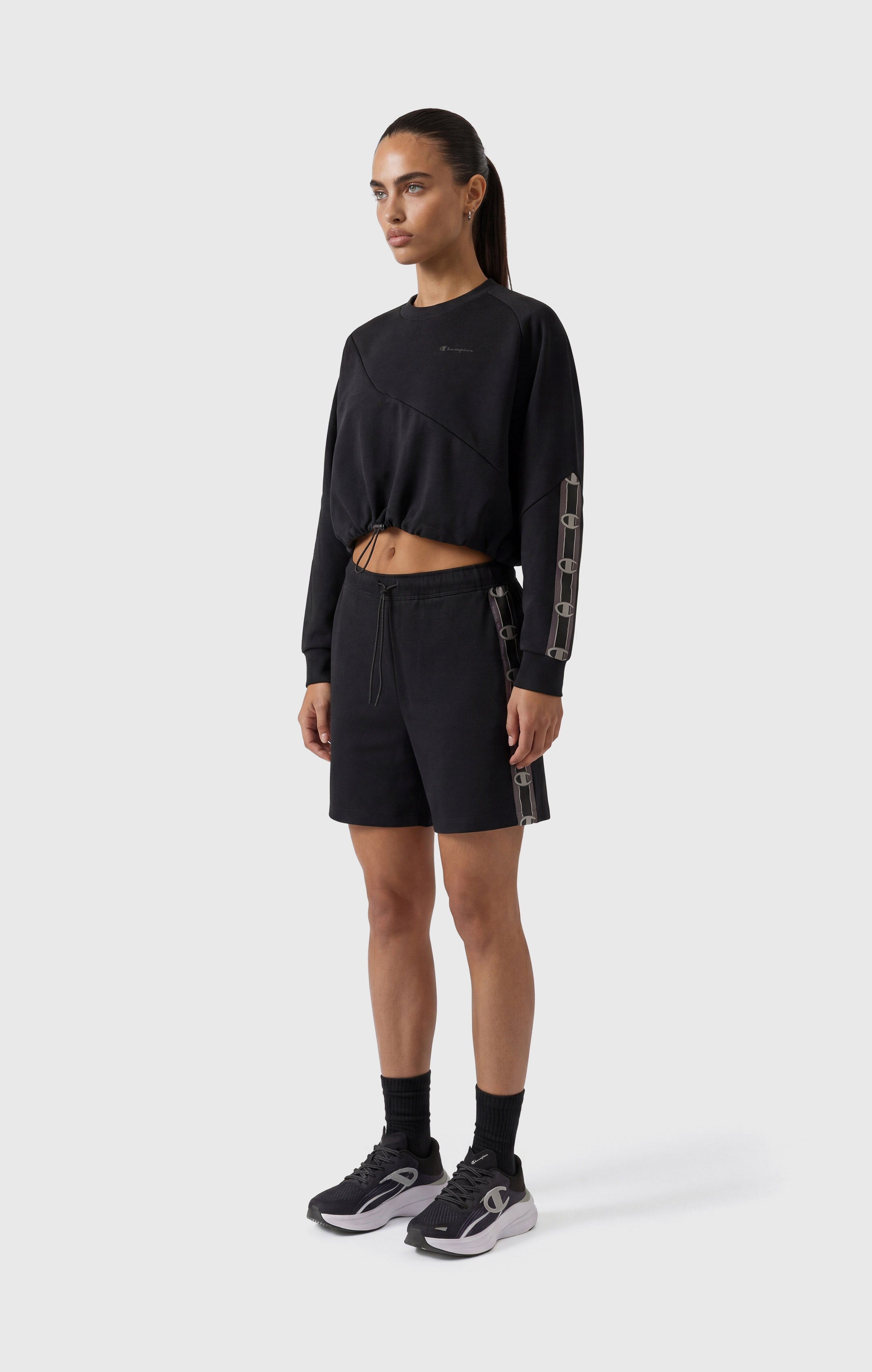 Pantaloncini in Interlock con Tape Logo da Donna