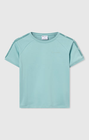 Women’s Crewneck Stretch Jersey T-Shirt with Logo Tape