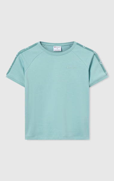 Women’s Crewneck Stretch Jersey T-Shirt with Logo Tape