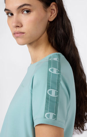 Women’s Crewneck Stretch Jersey T-Shirt with Logo Tape