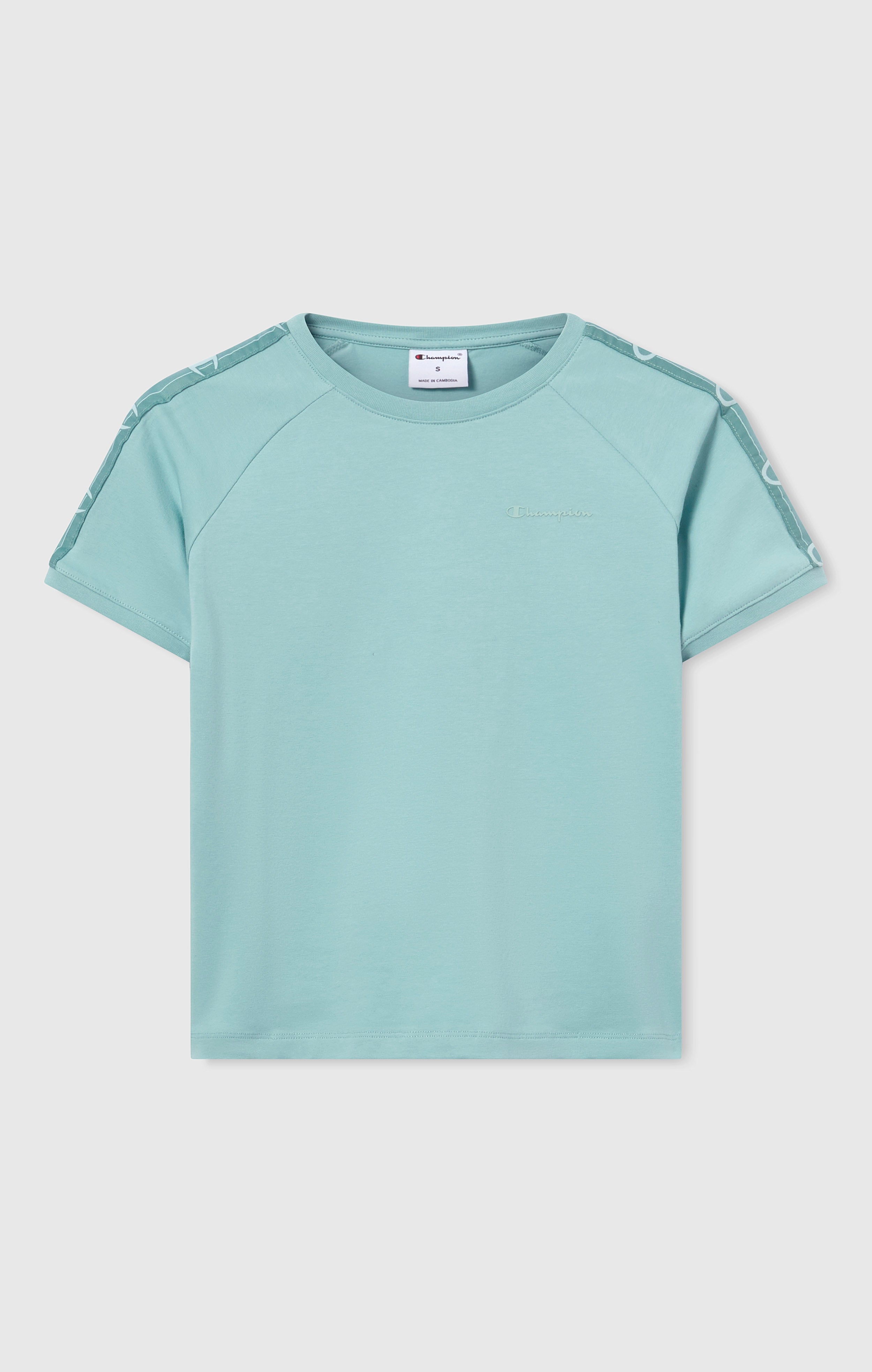 Women’s Crewneck Stretch Jersey T-Shirt with Logo Tape