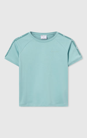 Women’s Crewneck Stretch Jersey T-Shirt with Logo Tape