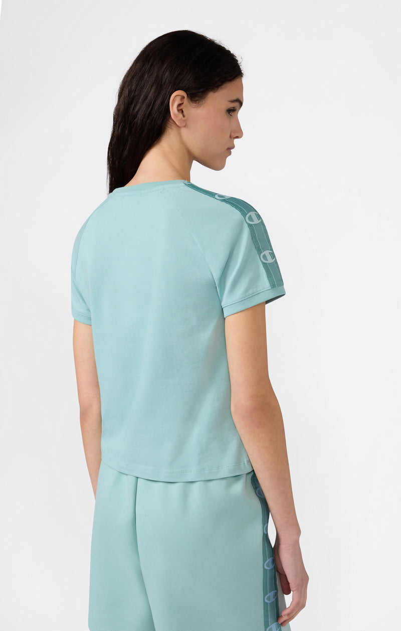 Women’s Crewneck Stretch Jersey T-Shirt with Logo Tape