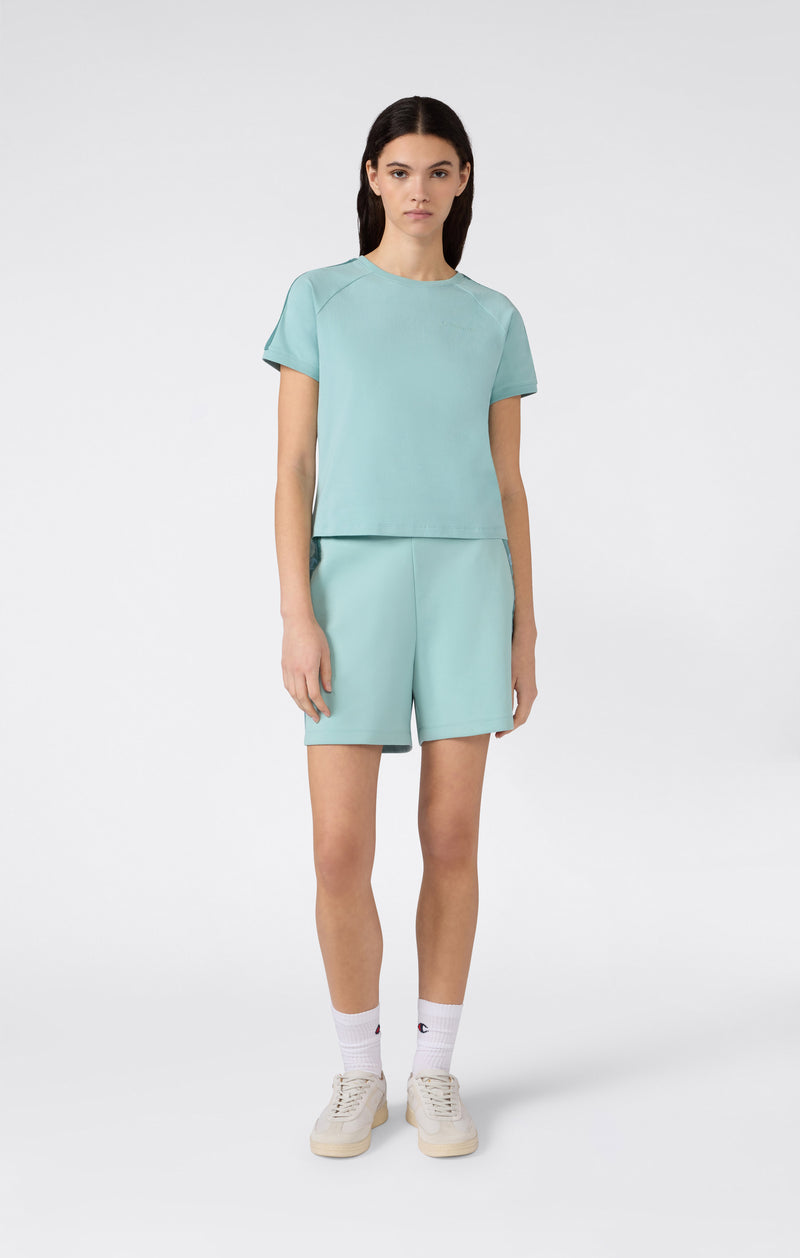 Women’s Crewneck Stretch Jersey T-Shirt with Logo Tape