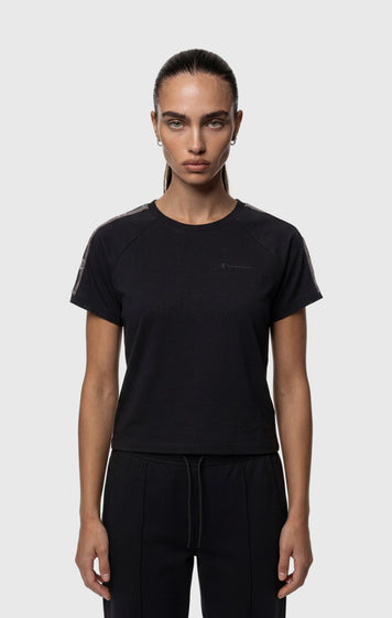 Women’s Crewneck Stretch Jersey T-Shirt with Logo Tape