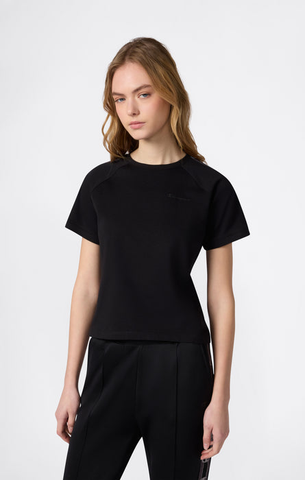 Women’s Crewneck Stretch Jersey T-Shirt with Logo Tape