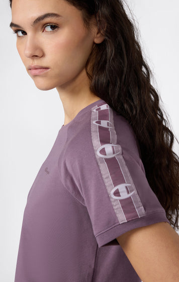 Women’s Crewneck Stretch Jersey T-Shirt with Logo Tape