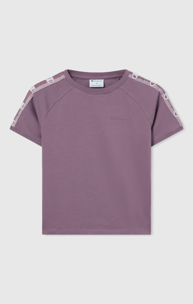Women’s Crewneck Stretch Jersey T-Shirt with Logo Tape