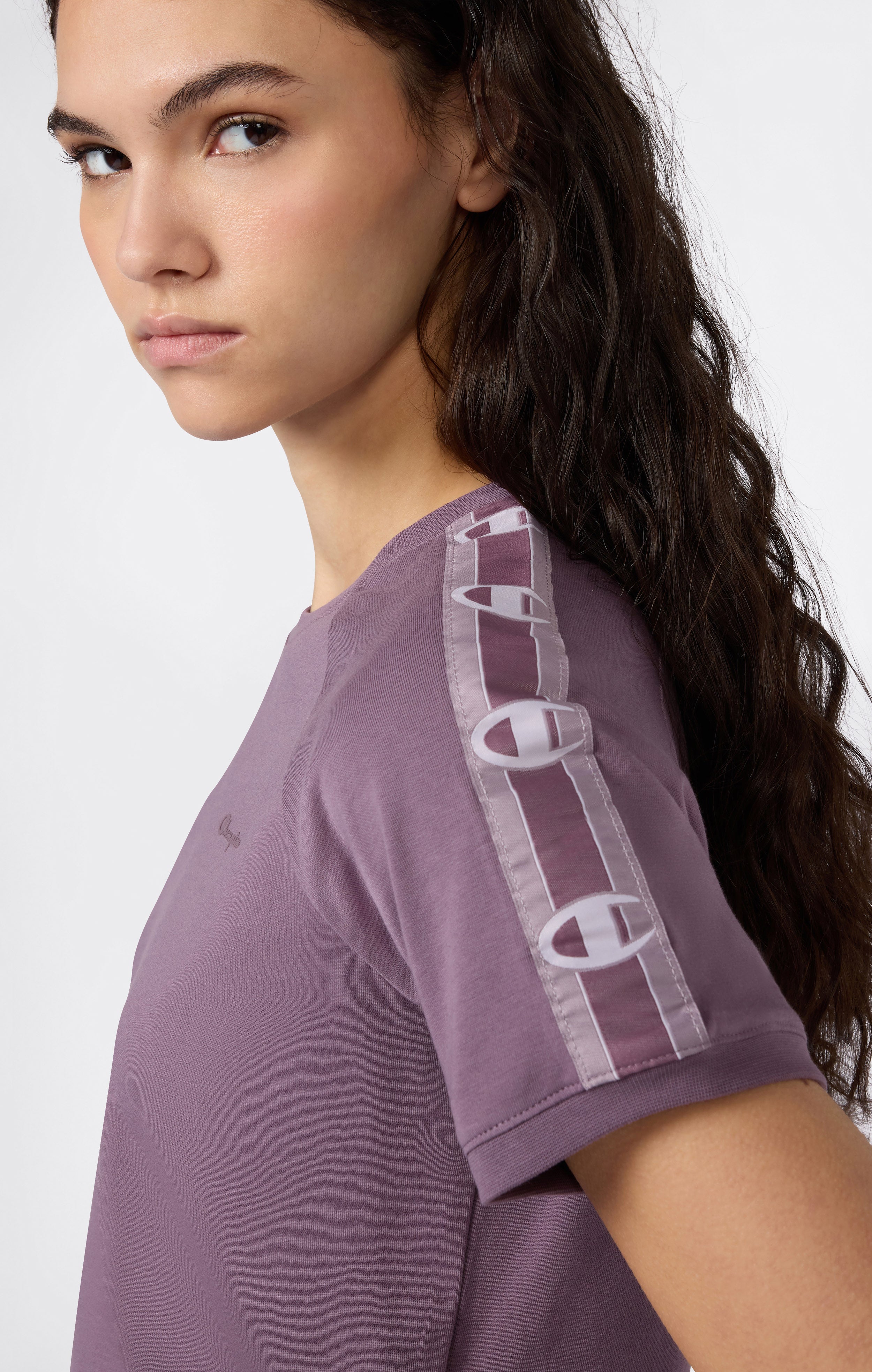 Women’s Crewneck Stretch Jersey T-Shirt with Logo Tape