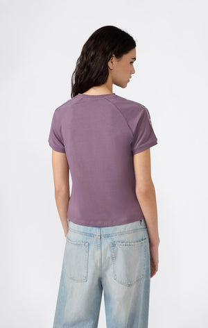 Women’s Crewneck Stretch Jersey T-Shirt with Logo Tape