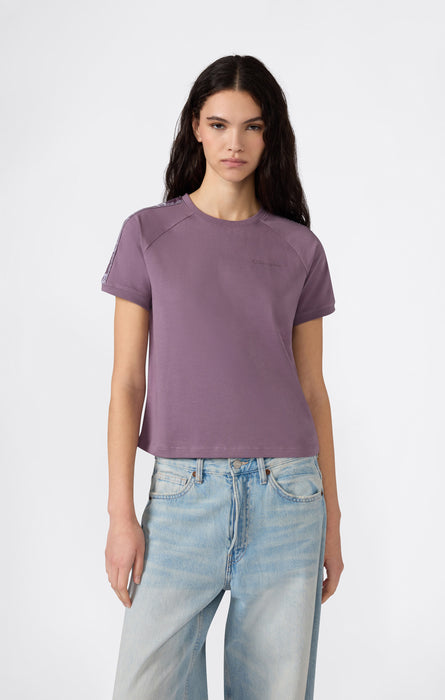 Women’s Crewneck Stretch Jersey T-Shirt with Logo Tape