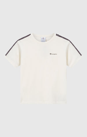 Damen Rundhals T-Shirt aus Stretch-Jersey mit Logo-Tape