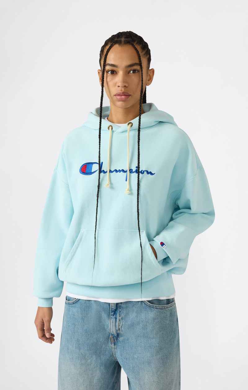 Felpa con Cappuccio Leggera con Logo Ricamato Reverse Weave da Donna