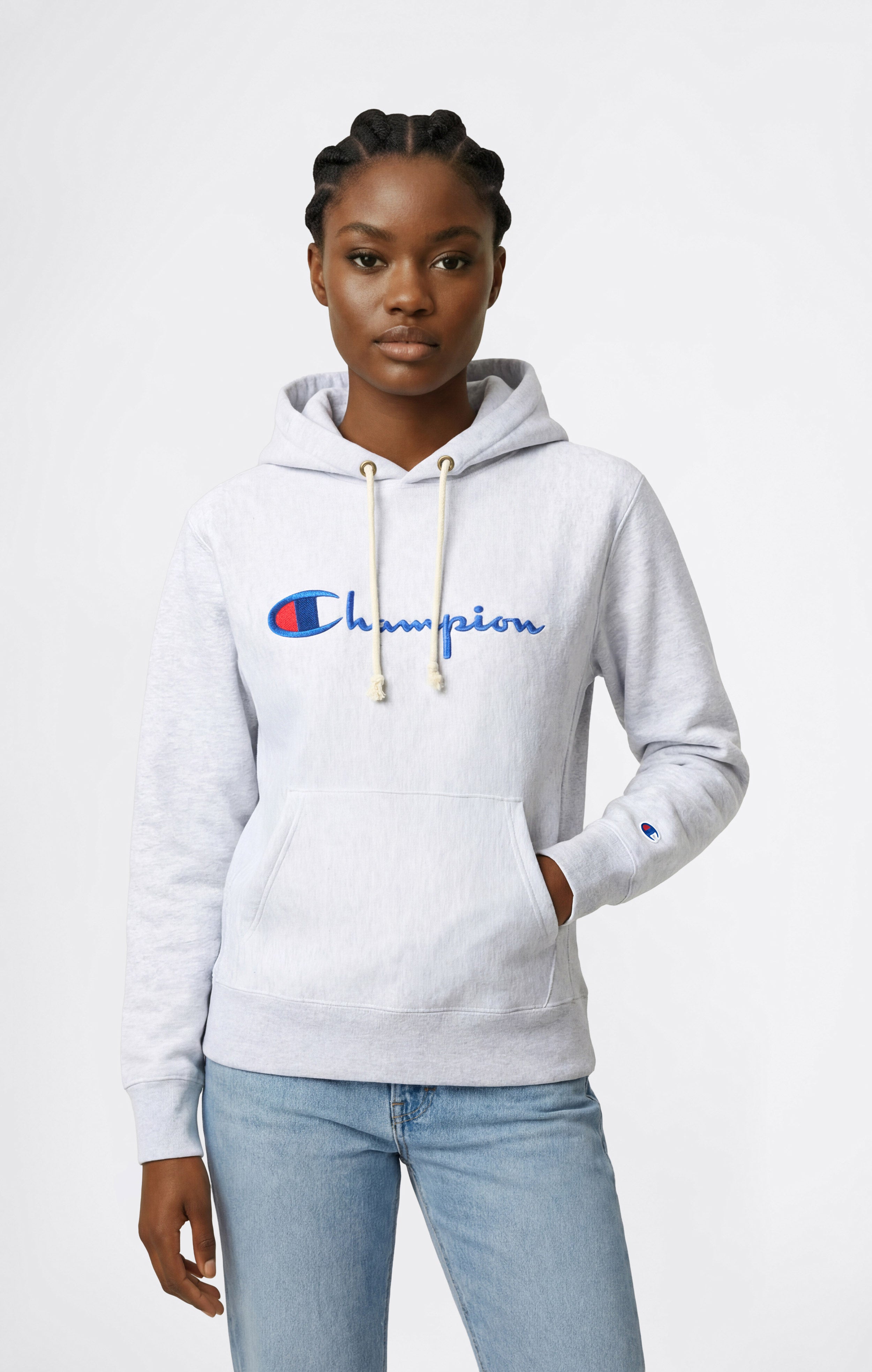 Sweat à capuche léger Reverse Weave avec logo brodé pour femme
