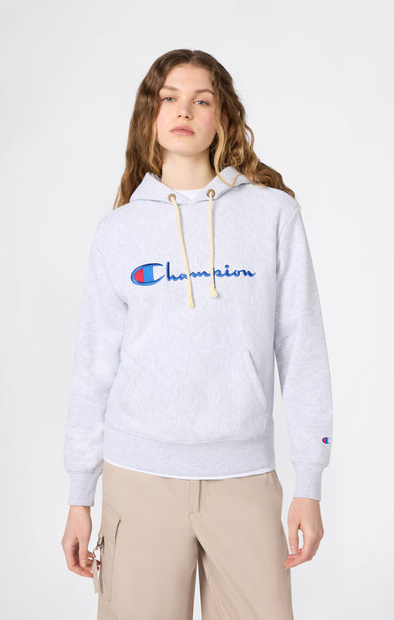 Felpa con Cappuccio Leggera con Logo Ricamato Reverse Weave da Donna