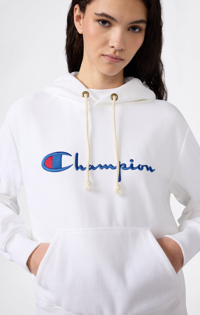 Felpa con Cappuccio Leggera con Logo Ricamato Reverse Weave da Donna