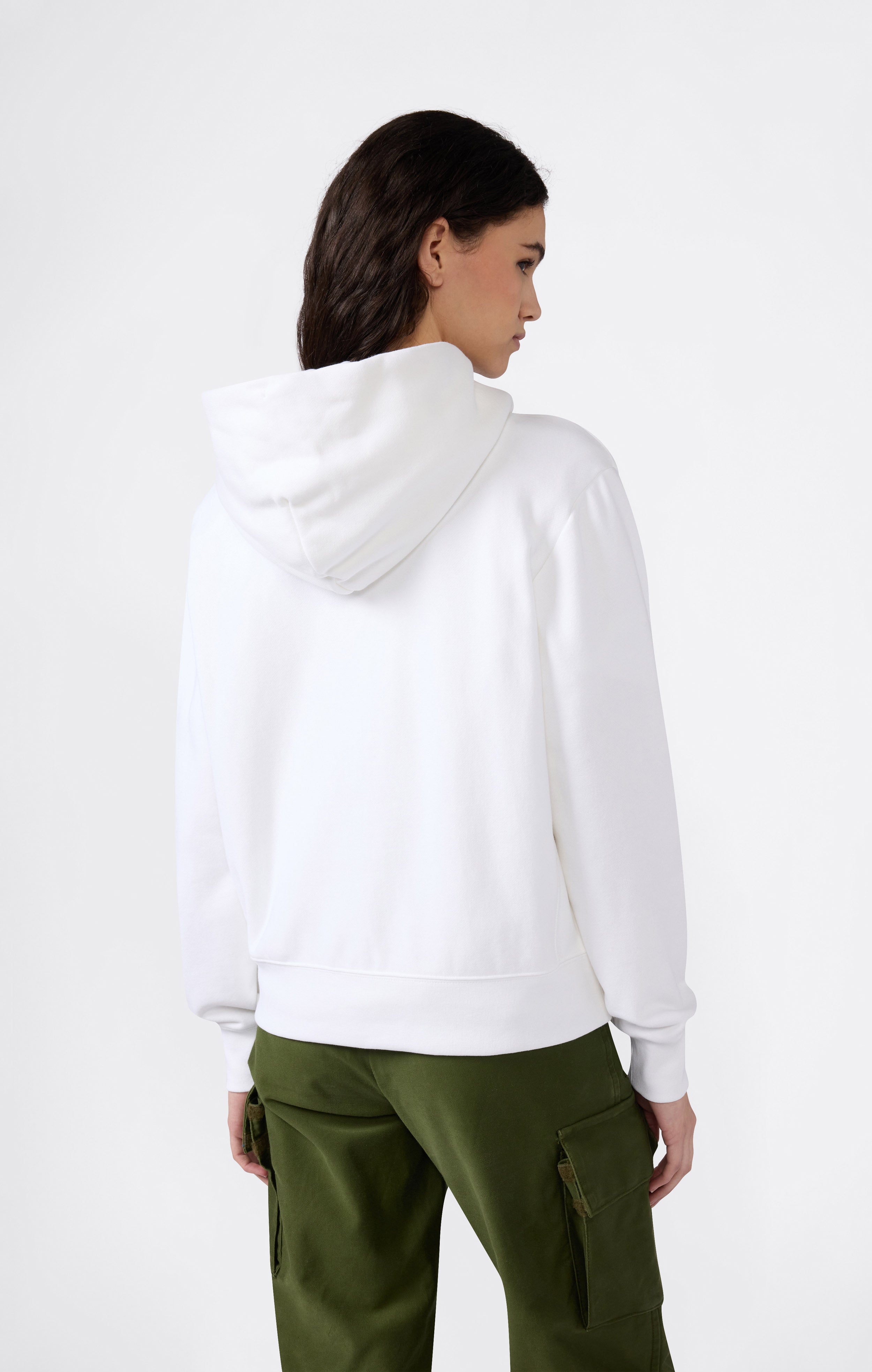 Felpa con Cappuccio Leggera con Logo Ricamato Reverse Weave da Donna